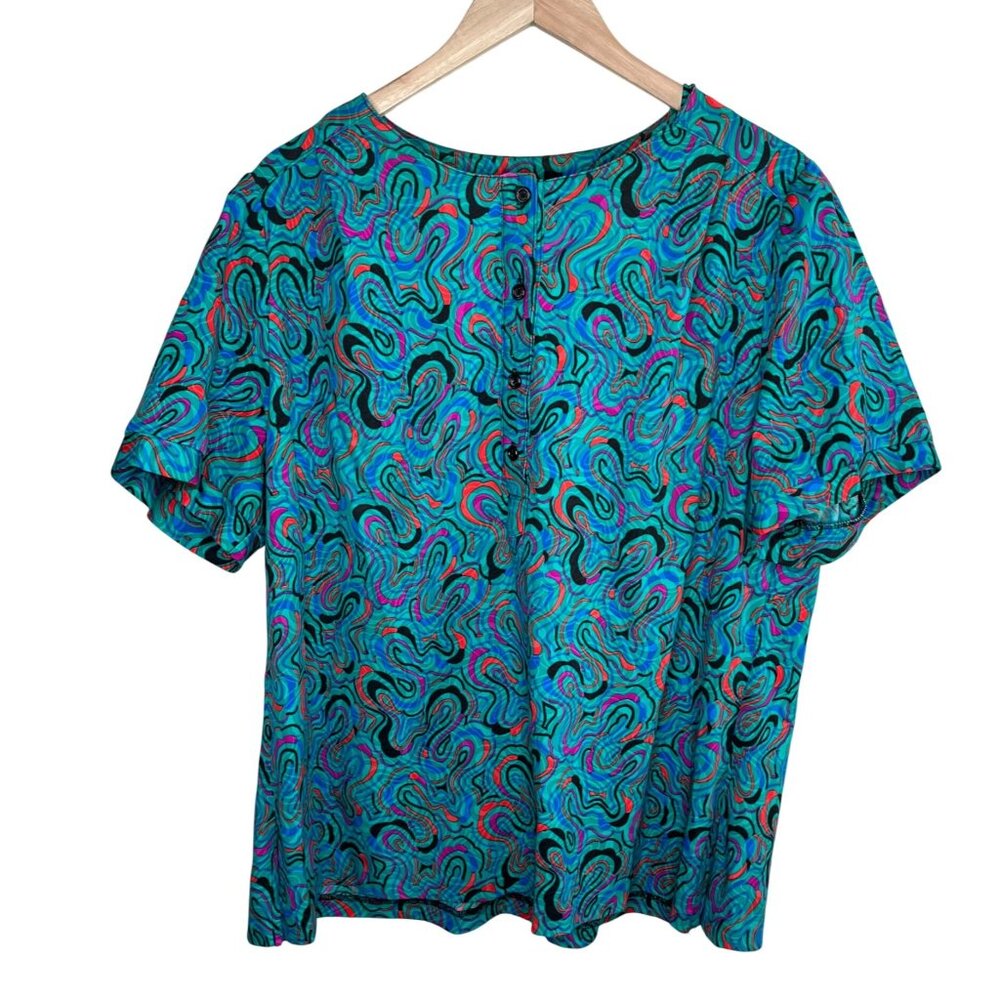 Vintage Colorful TopNotch Short Sleeve Button-Up Shirt One Size Stranger Things